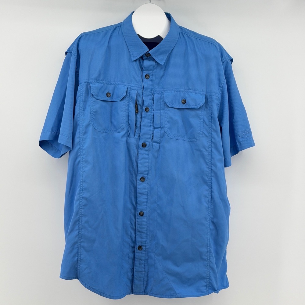 DRAKE Waterfowl Fishing Shirt Mens XL Vented Zip Pocket Camping Hiking